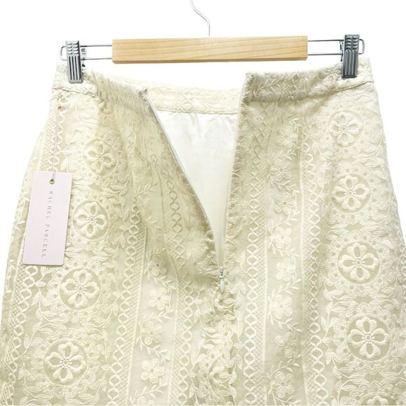 NWT Rachel Parcell Cream Embroidered Flounce Skirt Beige Swan Size Small NEW - Picture 10 of 16